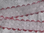 Feather Eyelet Lace Per Meter White/Burgundy Edge